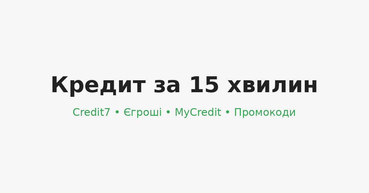 Кредит за 15 хвилин — Credit7, Єгроші, MyCredit, промокоди — гайд від MoneyHub